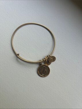 Alex and Ani Gold Initial Charm Bangle Bracelet - C Monogram